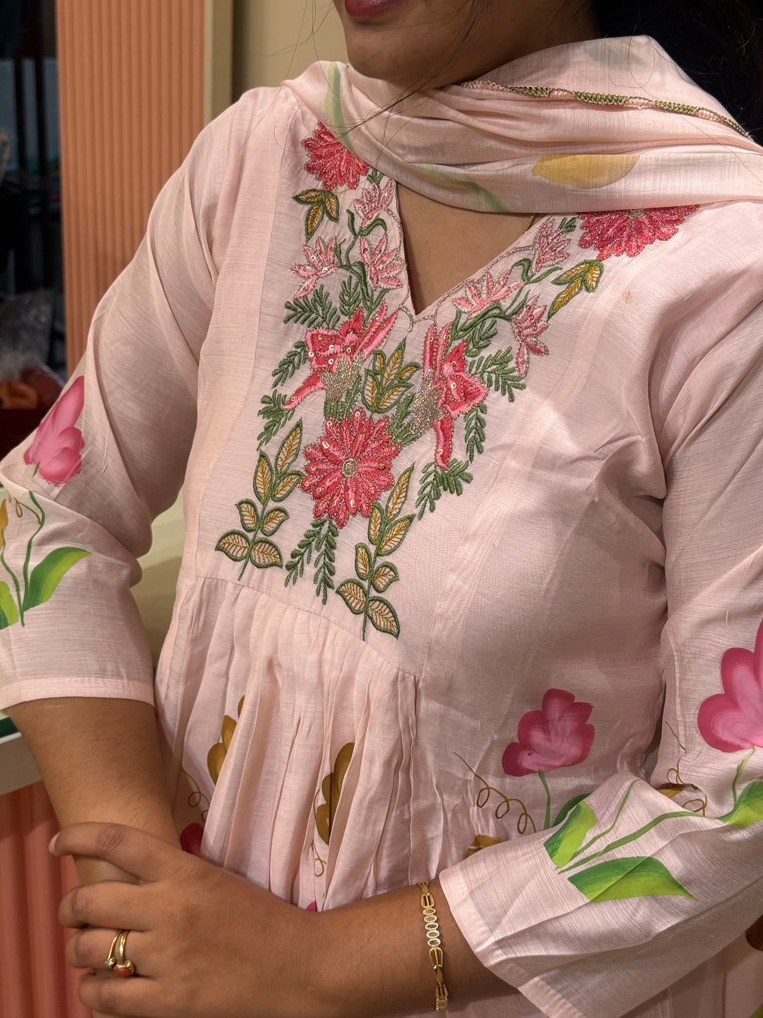 Mul Chanderi Collection with Brush Paint | R209