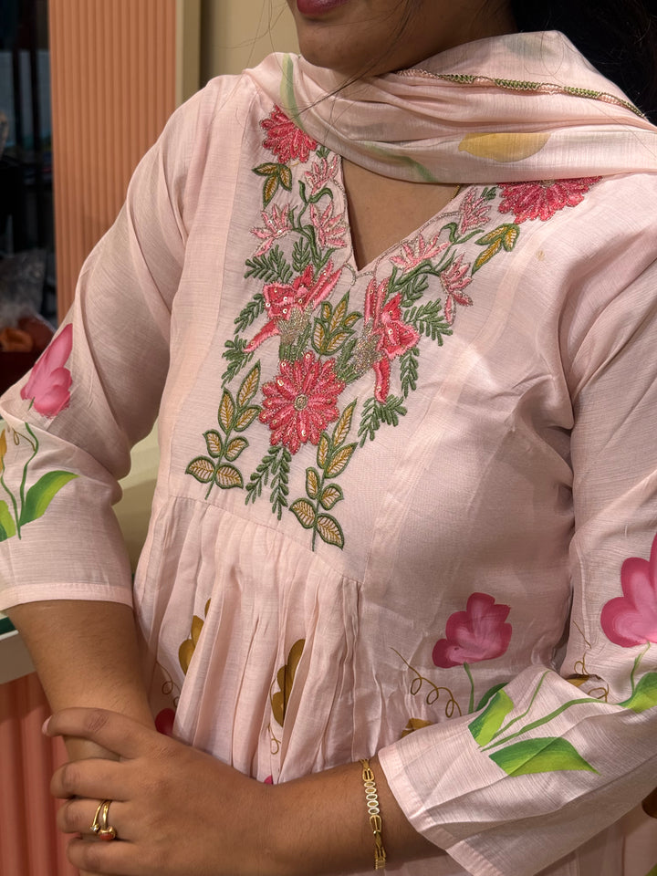Mul Chanderi Collection with Brush Paint | R209