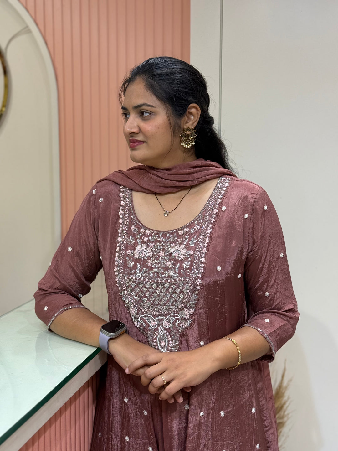 Pure Chinon Festive Collection | Full Handwork, Sequin &amp; Cut Dana | R177