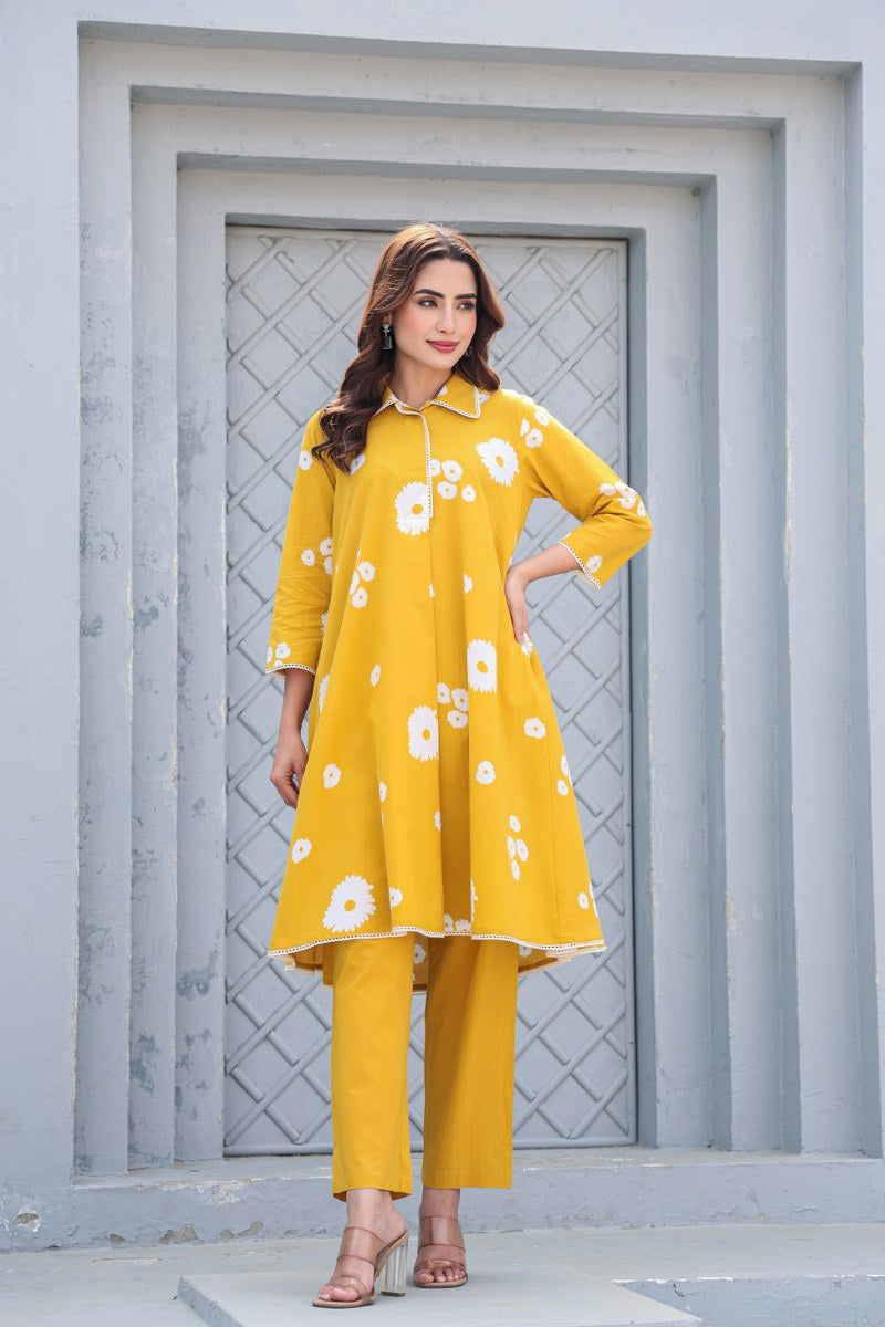 Summer Special - Mustard Floral A-Line Co-Ord ( RADHE16 )