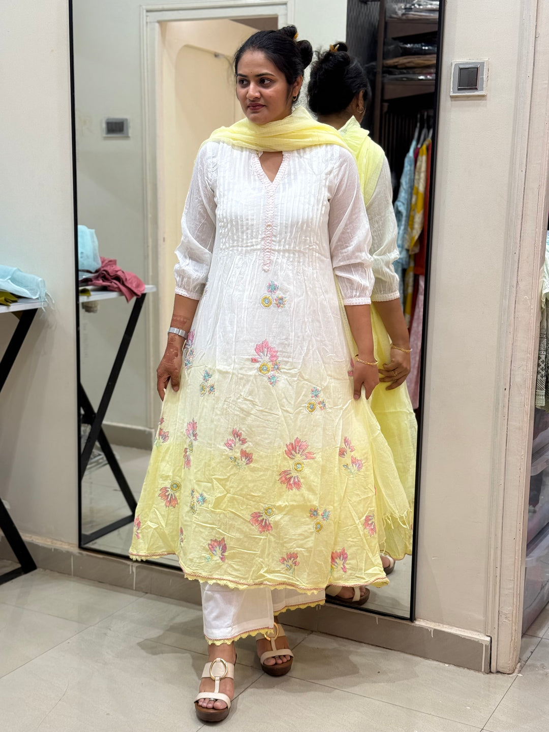 Premium Mul Cotton Ombré Shade Collection With Kota Doria Dupatta | R176