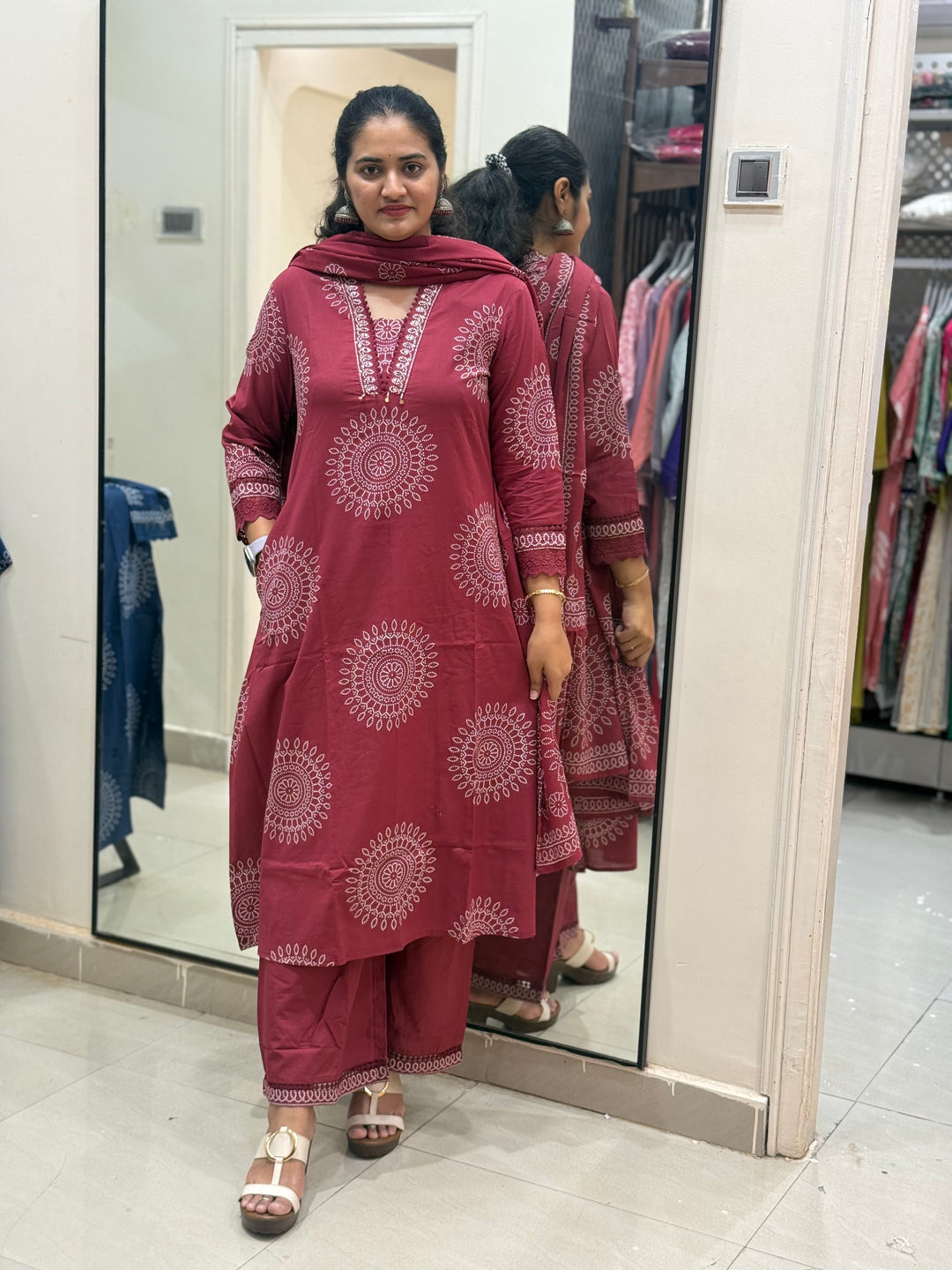 60-60 Cotton A-Line 3 Pc Kurta Set with Palazzo – RADHE97