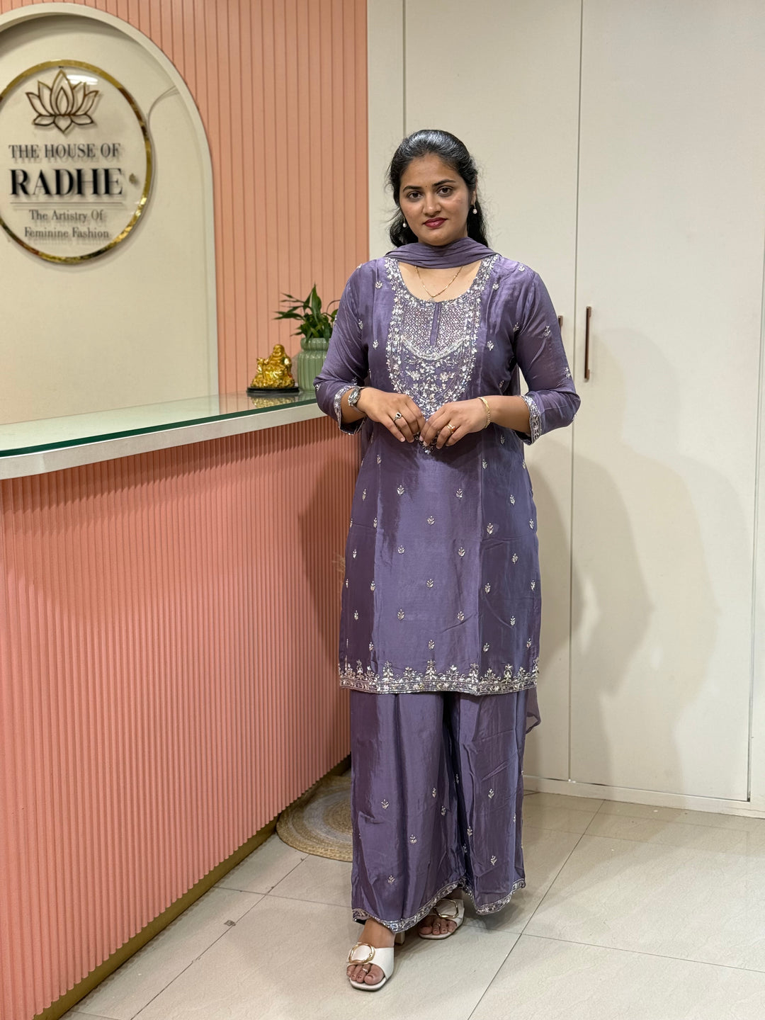 Pure Chinon Heavy Handwork Flared Palazzo Collection | R117