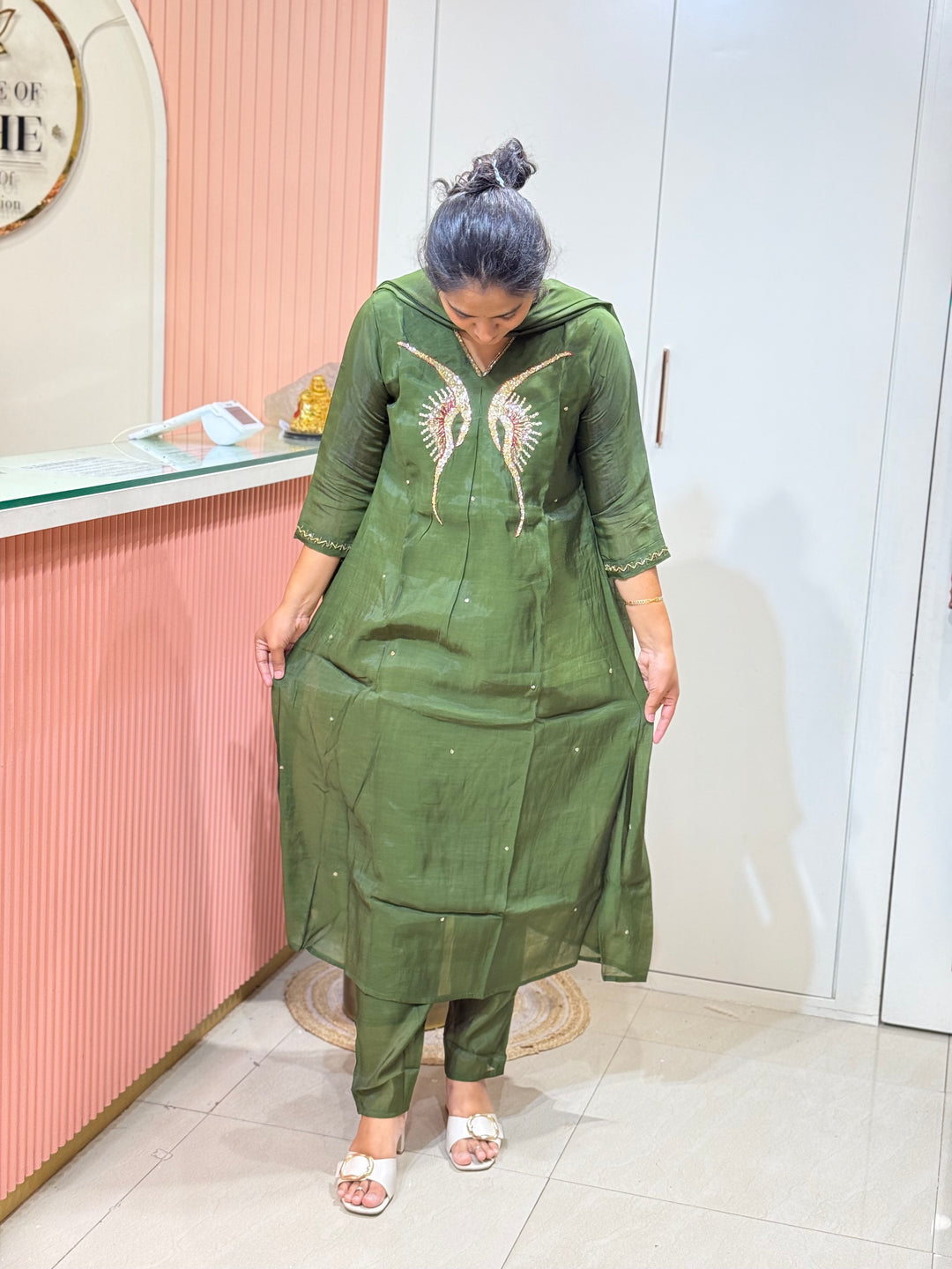 Mul Chanderi Elegant Yoke Work | R138