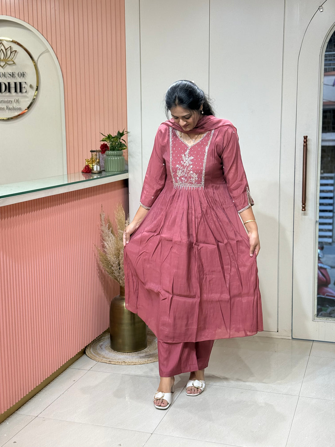 Pure Mul Chanderi Collection with Handwork ( Cotton Lining) | R229