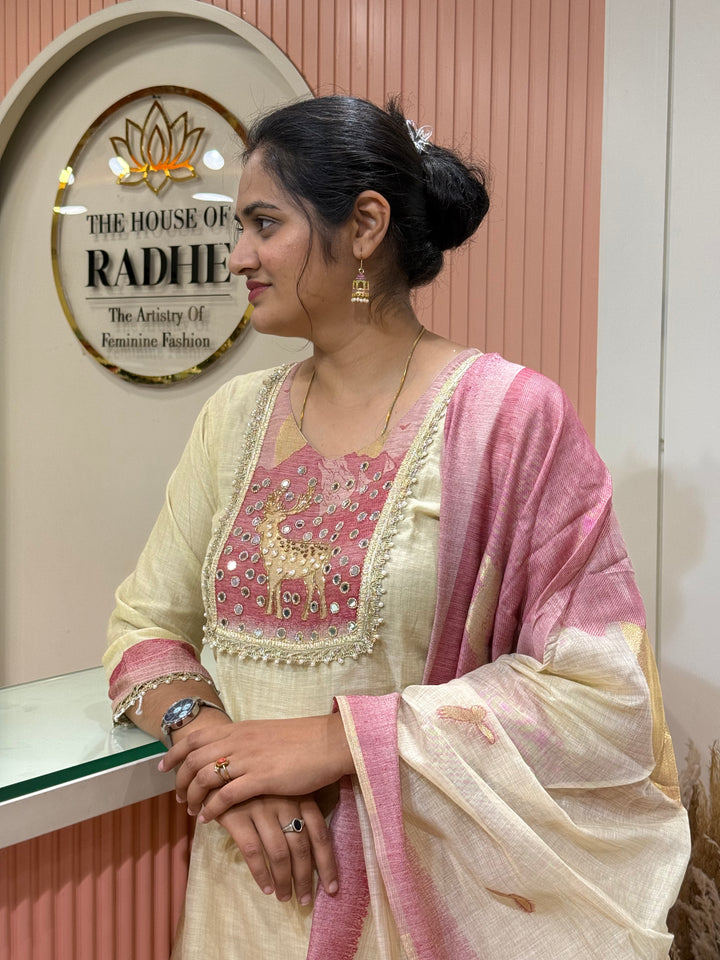Pure Jamdhani Designer 3 Pcs Set Collection (Cotton Lining)| R211
