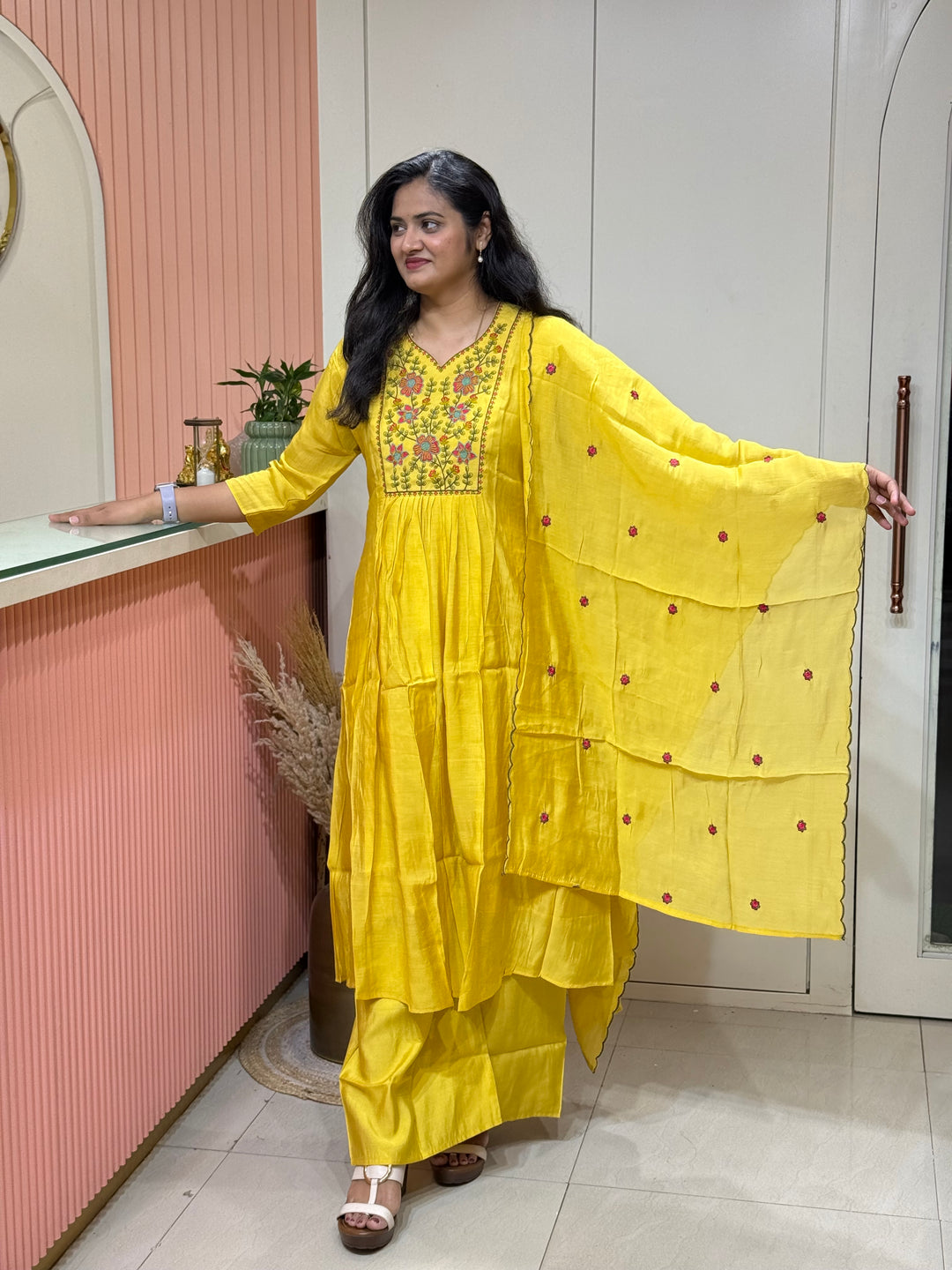 Mul Chanderi Collection with Embroidery work (Cotton Lining)| R204