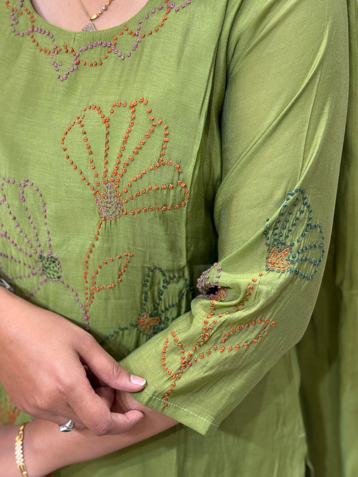 Mul Chanderi Collection with Floral Work | R226