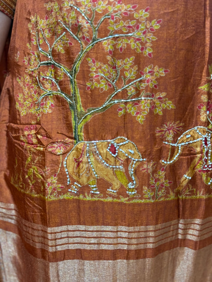 Tusser fabric with Figure design Collection (Cotton Lining )| R227
