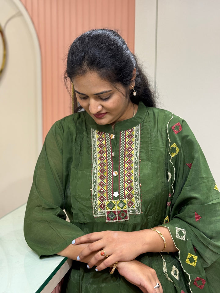 Mul Chanderi Collection with High neck | R216