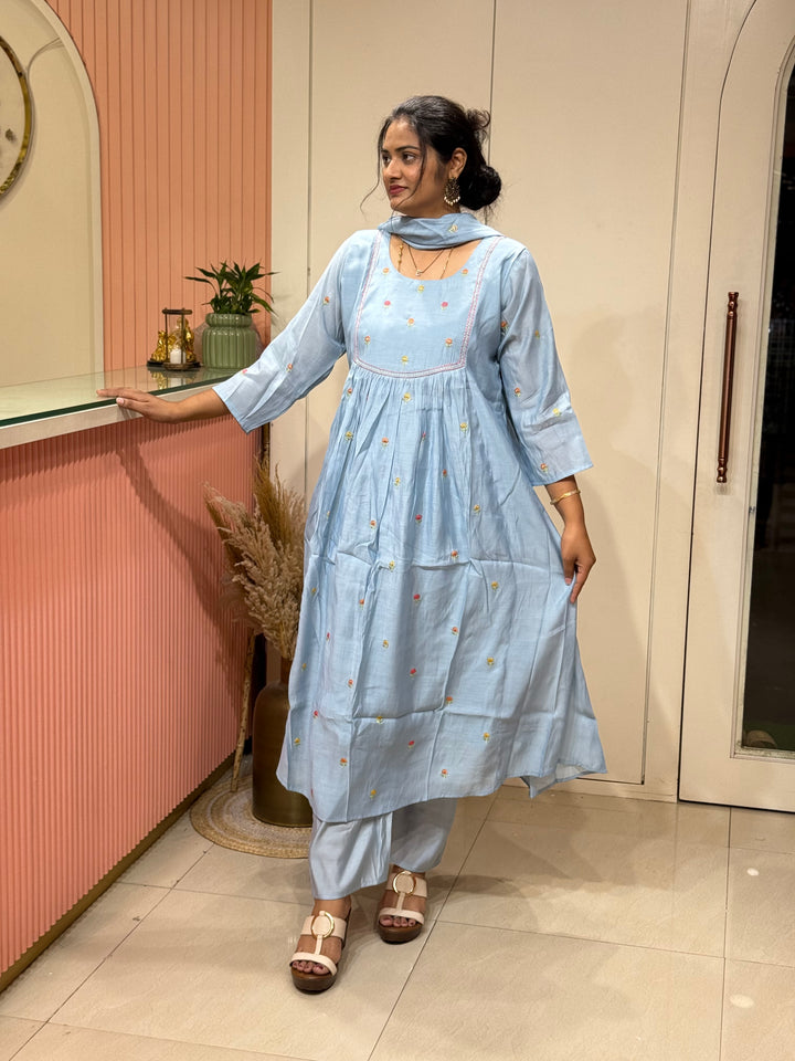 Mul Chanderi with Cute Embroidery work | R208