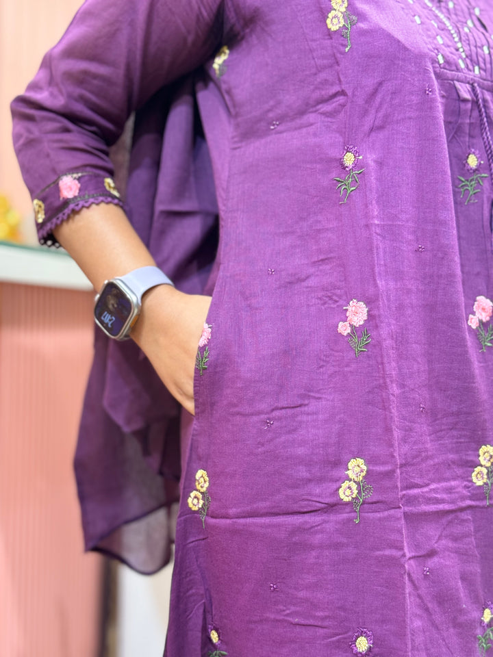 Mul Cotton with Beautiful Embroidery Work (Cotton Lining) | R176