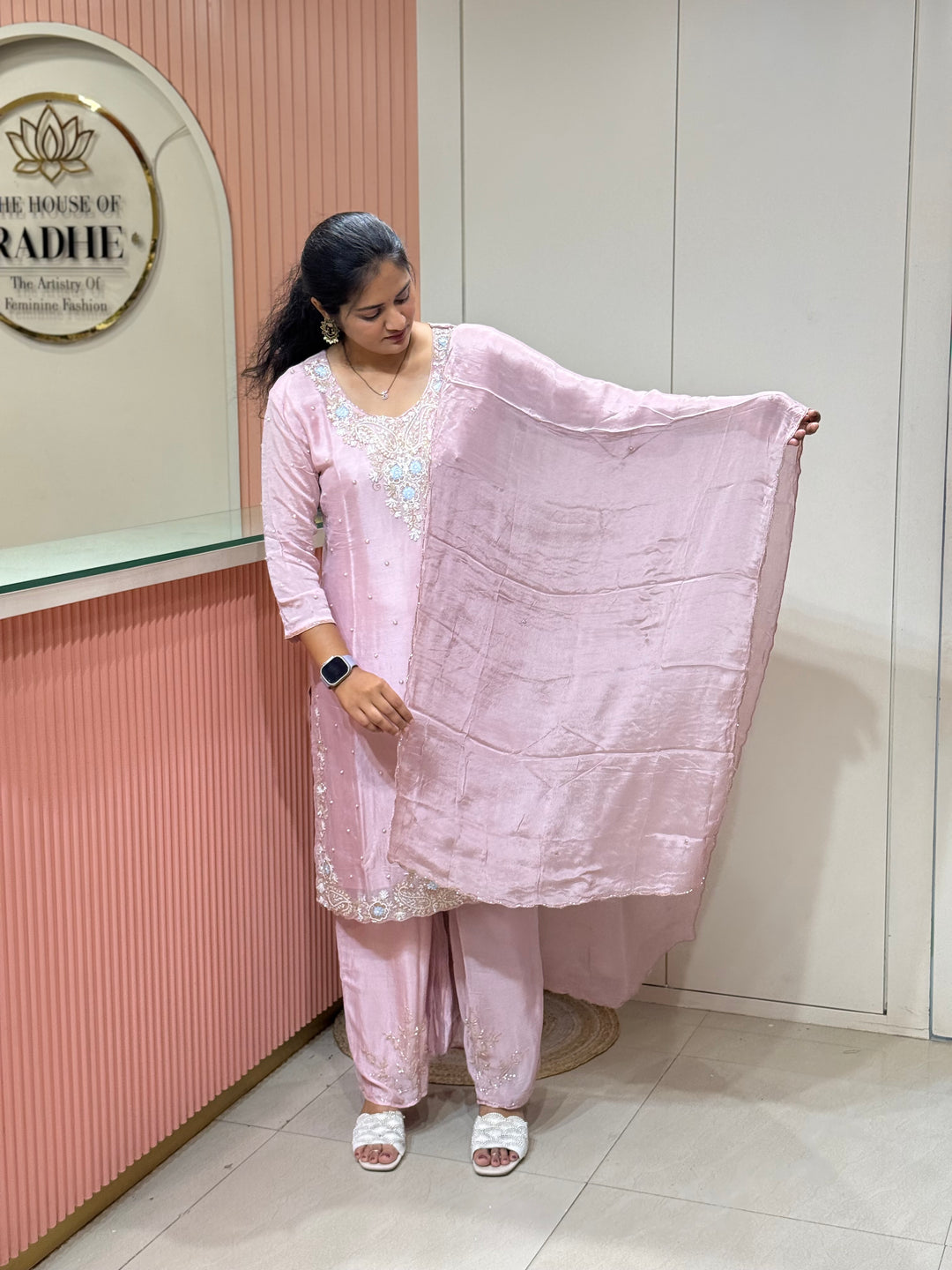 Pure Chinon Heavy Handwork Flared Palazzo Collection | R117