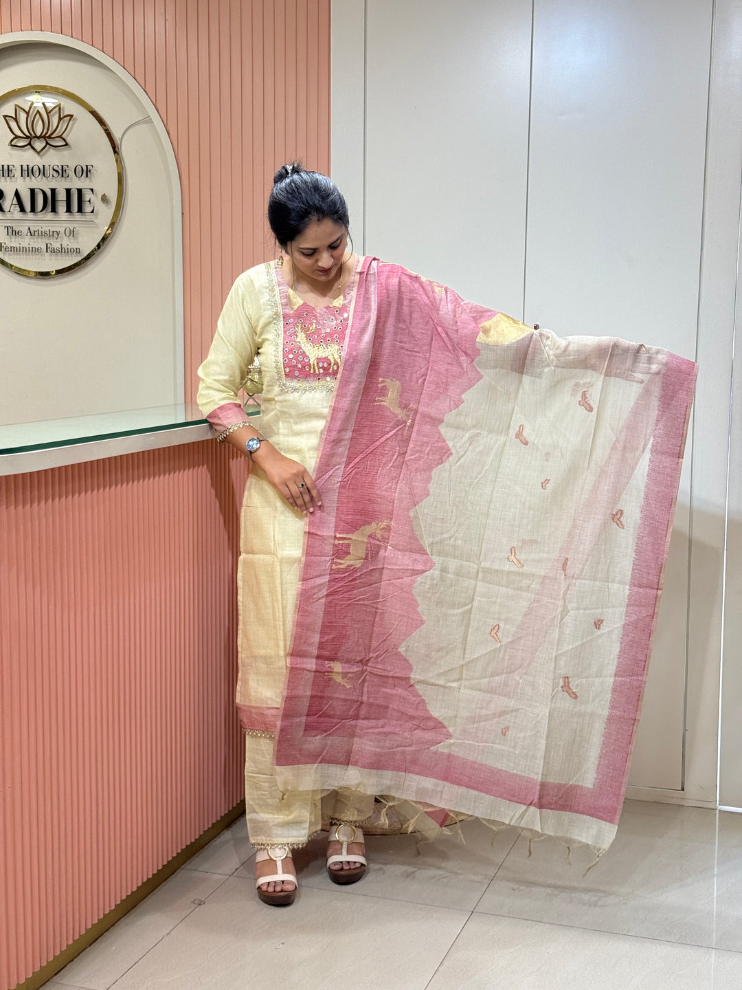 Pure Jamdhani Designer 3 Pcs Set Collection (Cotton Lining)| R211