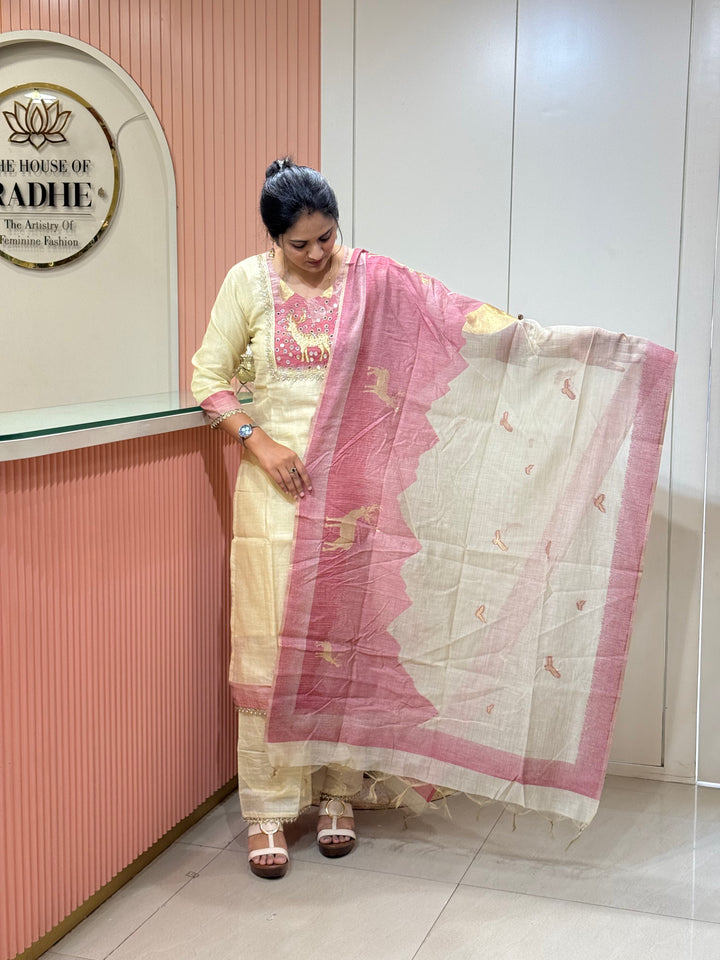 Pure Jamdhani Designer 3 Pcs Set Collection (Cotton Lining)| R211