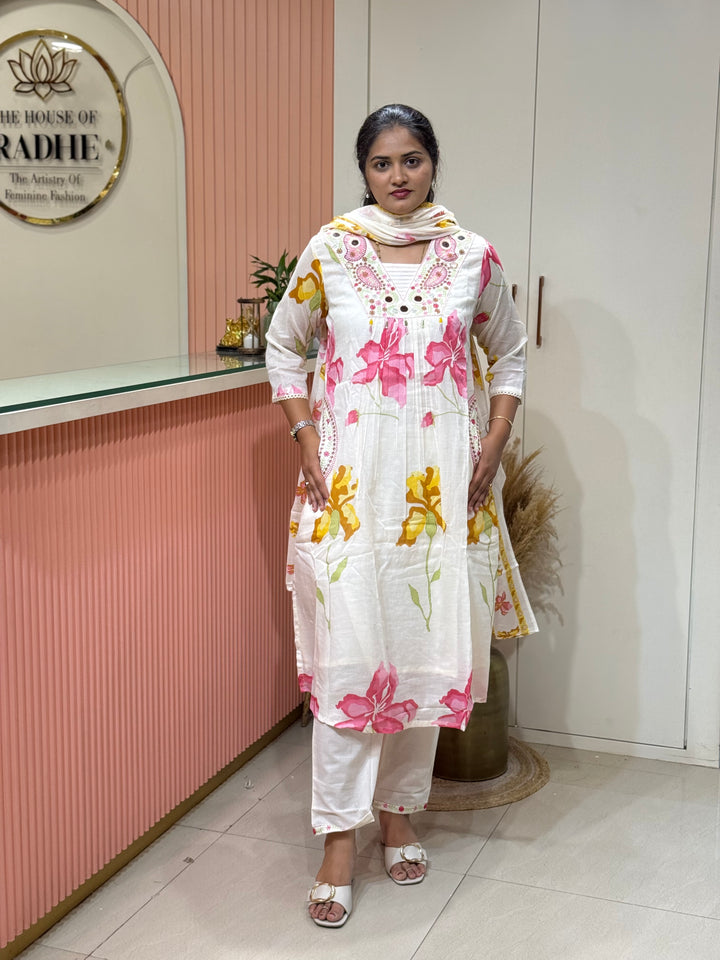 Pure Mul cotton with Real Mirror Work ( Both Sides Pocket Available)(Cotton Lining) | R189