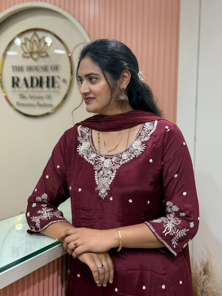 Pure Chinon Handwork Collection Party Wear  | R177