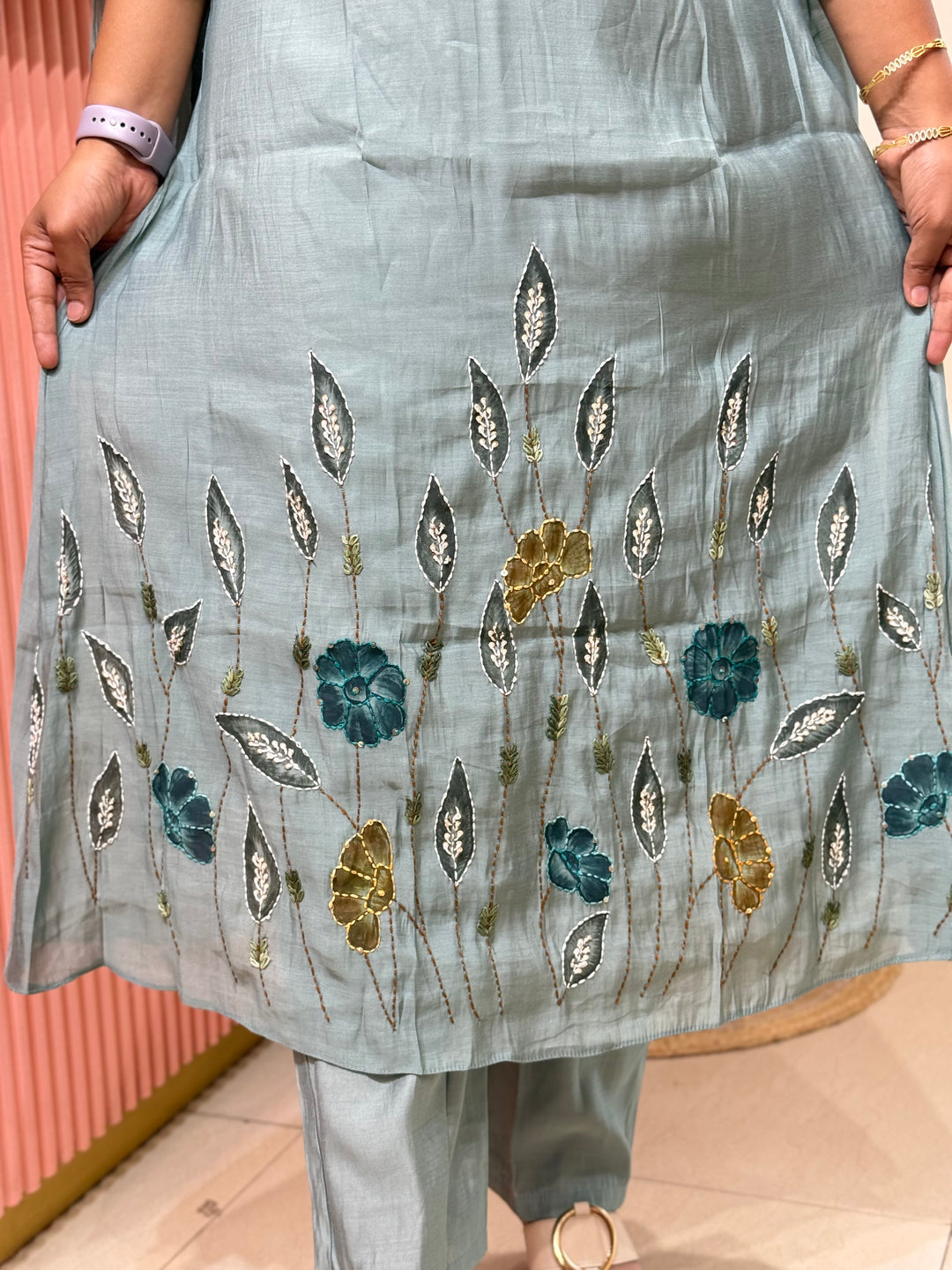 Mul Chanderi Collection with Hand Brush paint and Embroidery work (Cotton Lining) | R206