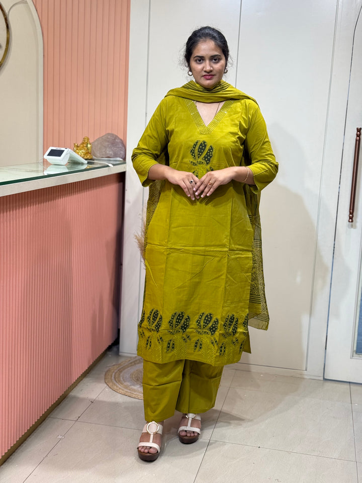 Cotton 3 Pc Kurta Set – Patch Work Collection | R146