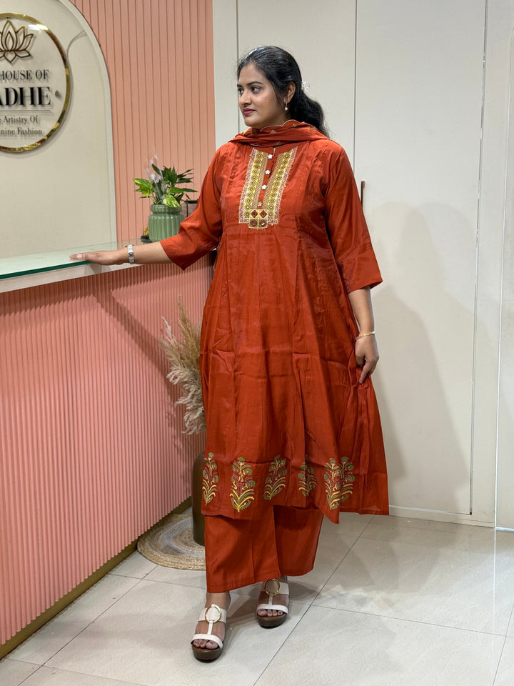 Mul Chanderi Collection with High neck | R216