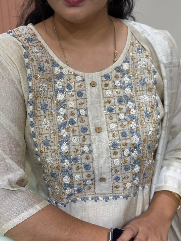 Pure Jamdani Collection with full Length Dupatta and Hand embroidery work (Cotton Lining )| R211