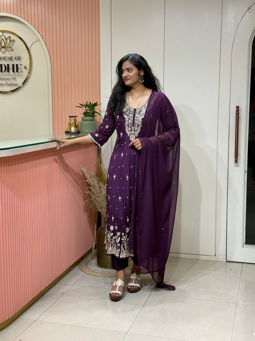 Pure Chinon Festive Collection | Full Handwork, Sequin &amp; Cut Dana | R177