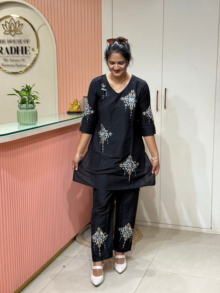 Co-Ord Set Collection with Beautiful Embroidery Design in Top and Bottom | R137