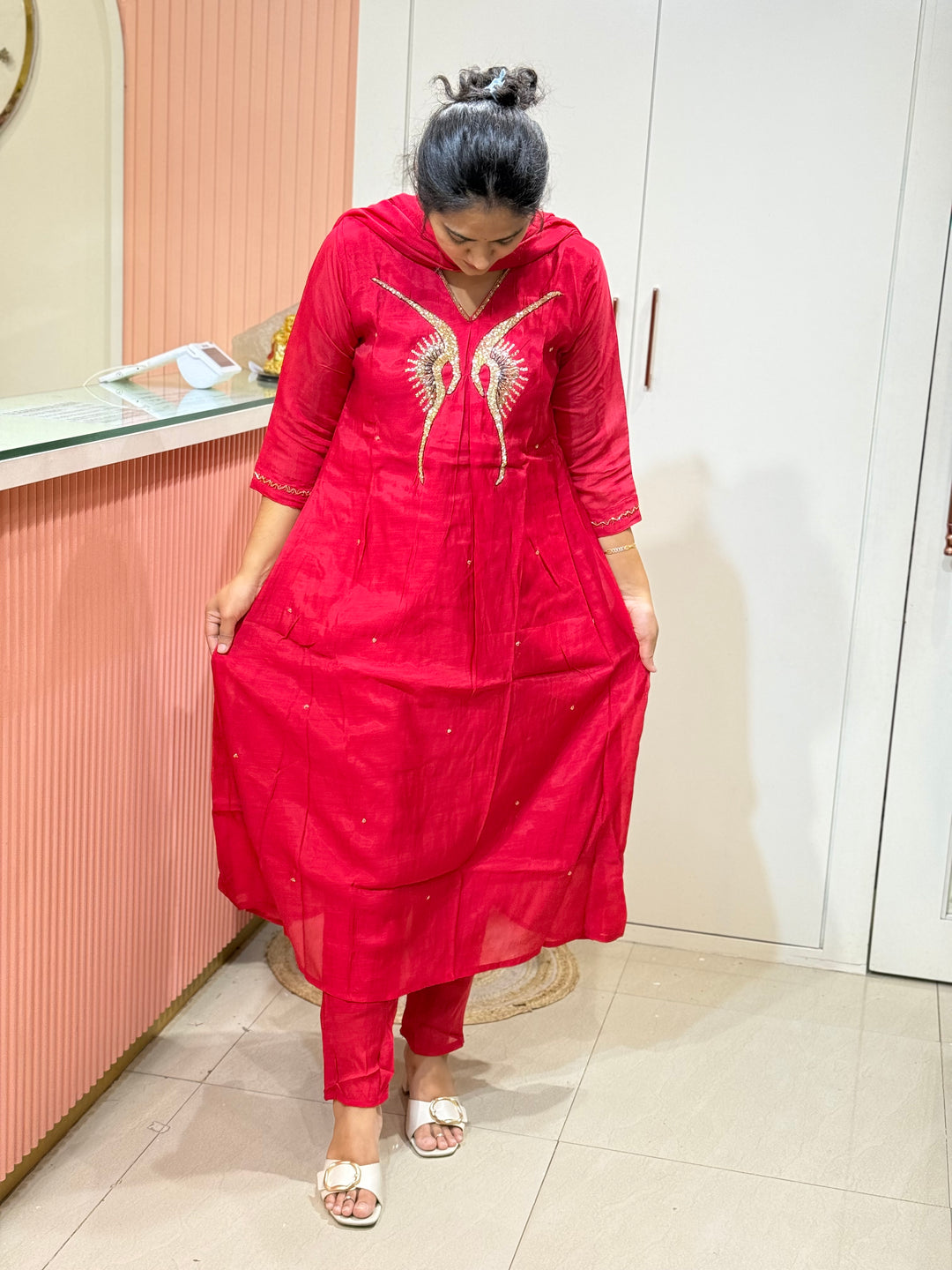 Mul Chanderi Elegant Yoke Work | R138