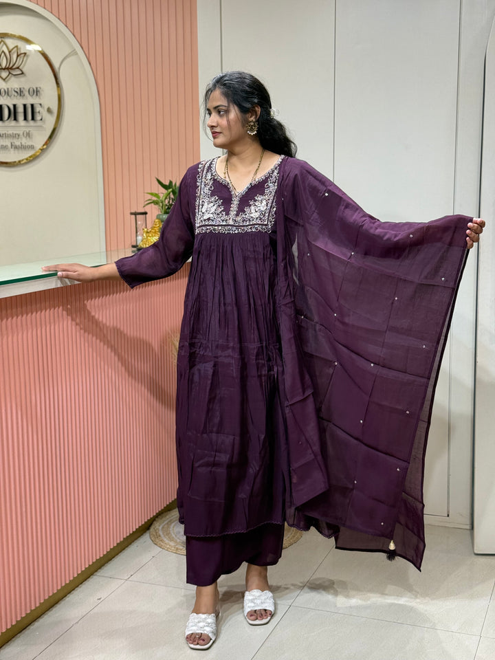 Mul Chanderi Collection with Handwork ( Cotton Lining )| R217