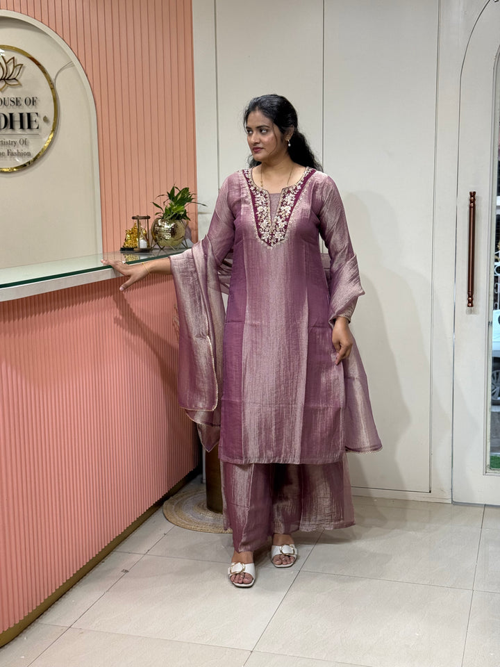 Pure Shimmer Tissue with Handwork (Cotton Lining) | R223
