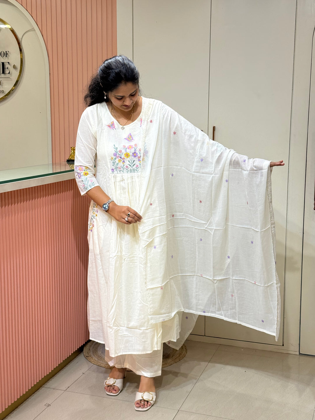 Pure Mul Cotton with embroidery Work (Pockets Available Both Sides)| R190