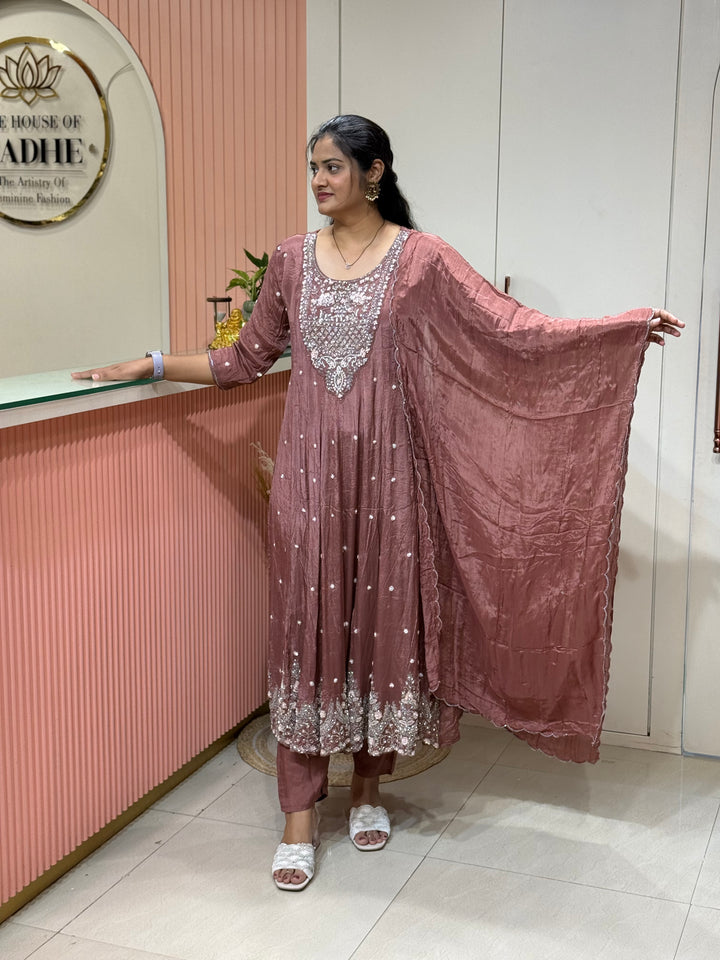 Pure Chinon Festive Collection | Full Handwork, Sequin &amp; Cut Dana | R177
