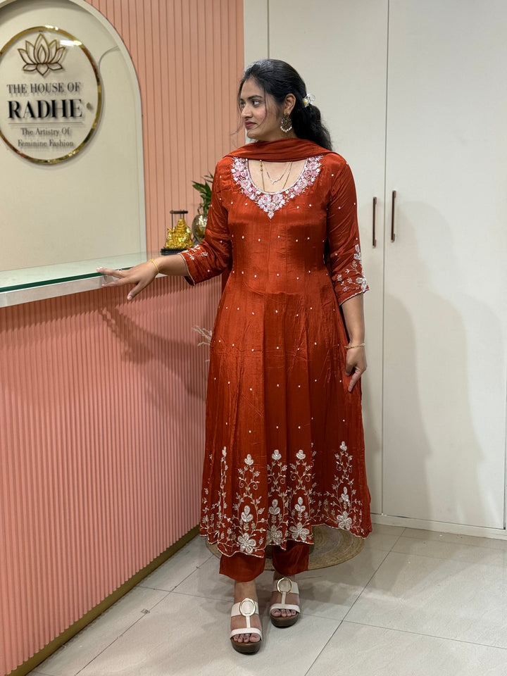 Pure Chinon Handwork Collection Party Wear  | R177