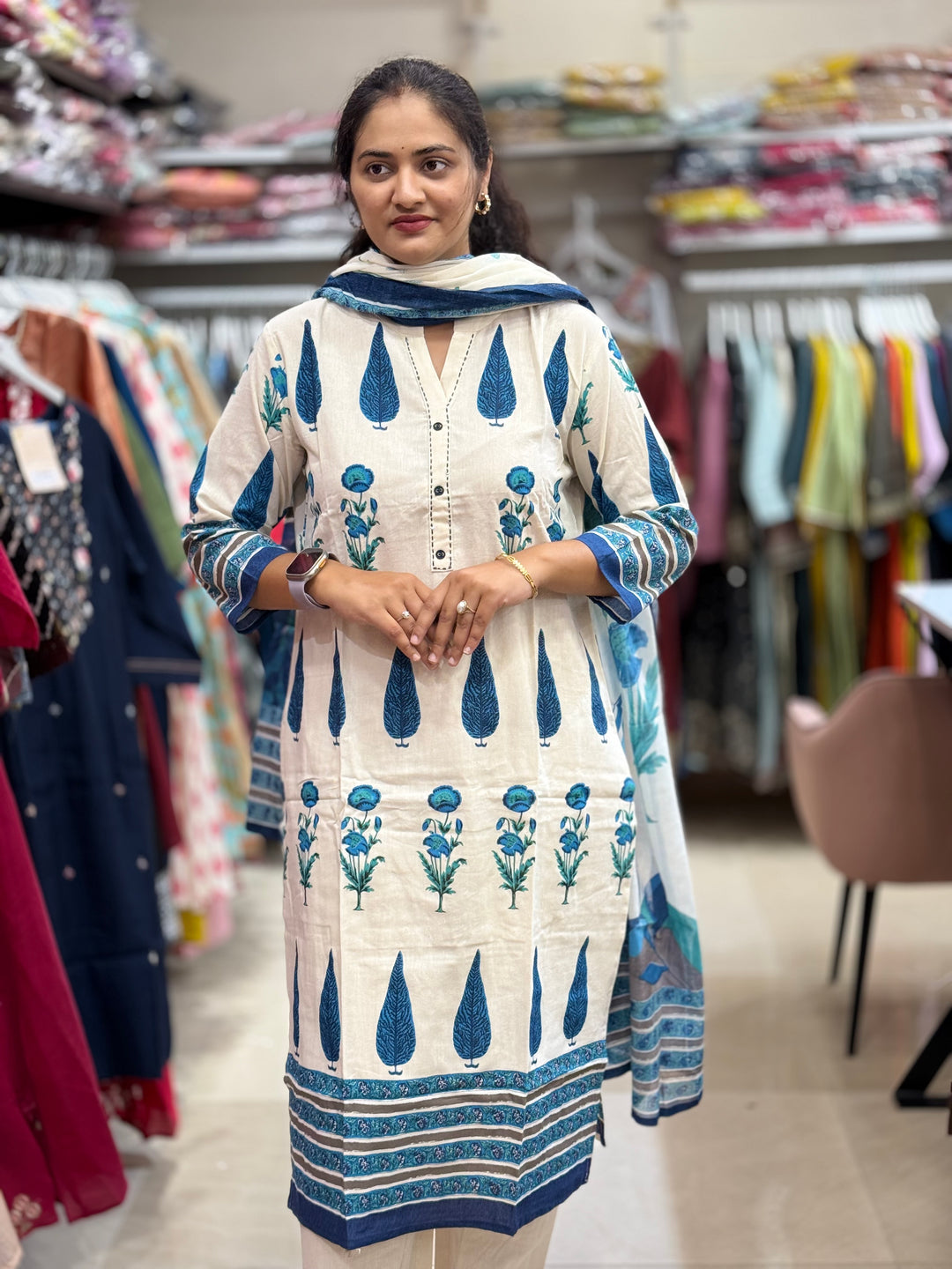 Khadi Cotton 3 Pc Kurta Set – Flowy Collection | R156
