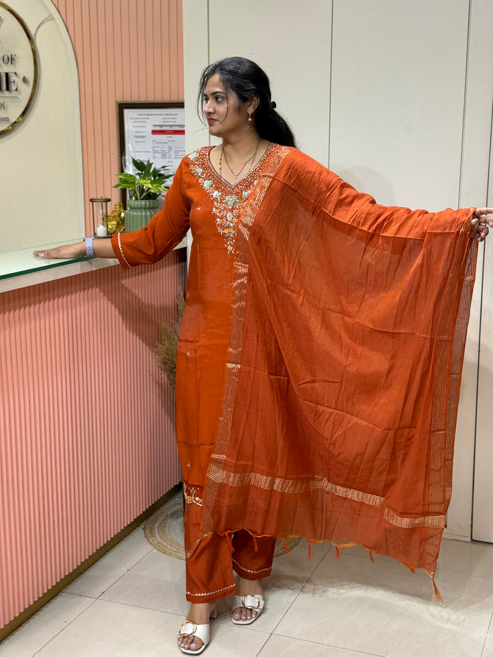 Mul Chanderi  Handwork Collection | R216