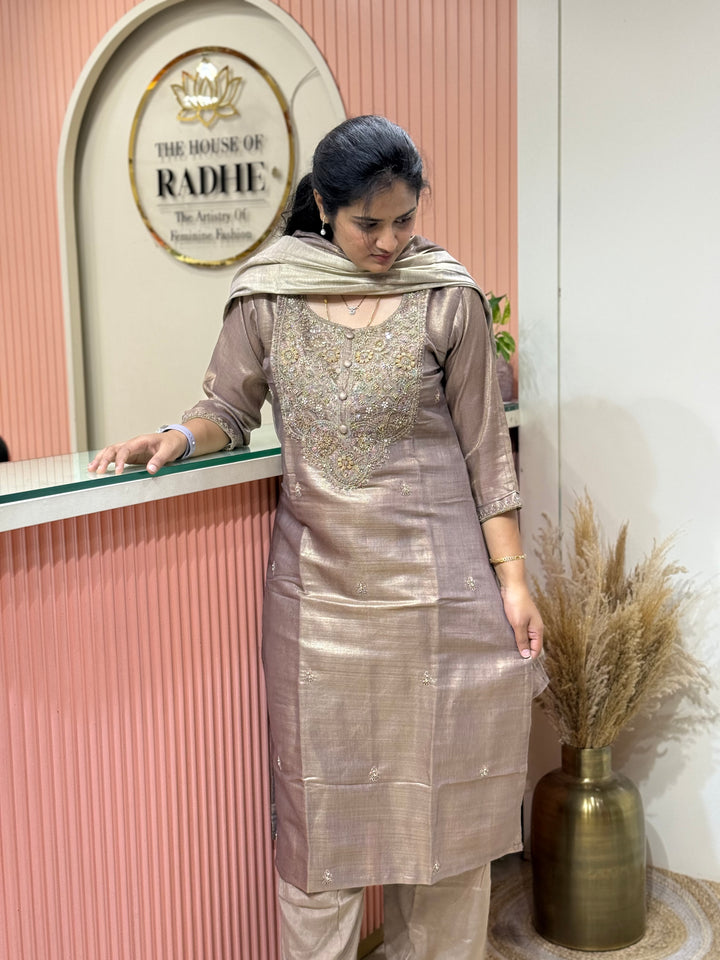 Kanjivaram Tissue Collection | Handwork Yoke | Full-Length Dupatta | R228