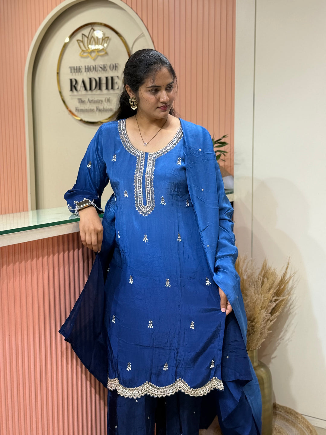 Pure Chinon Heavy Handwork Flared Palazzo Collection | R117