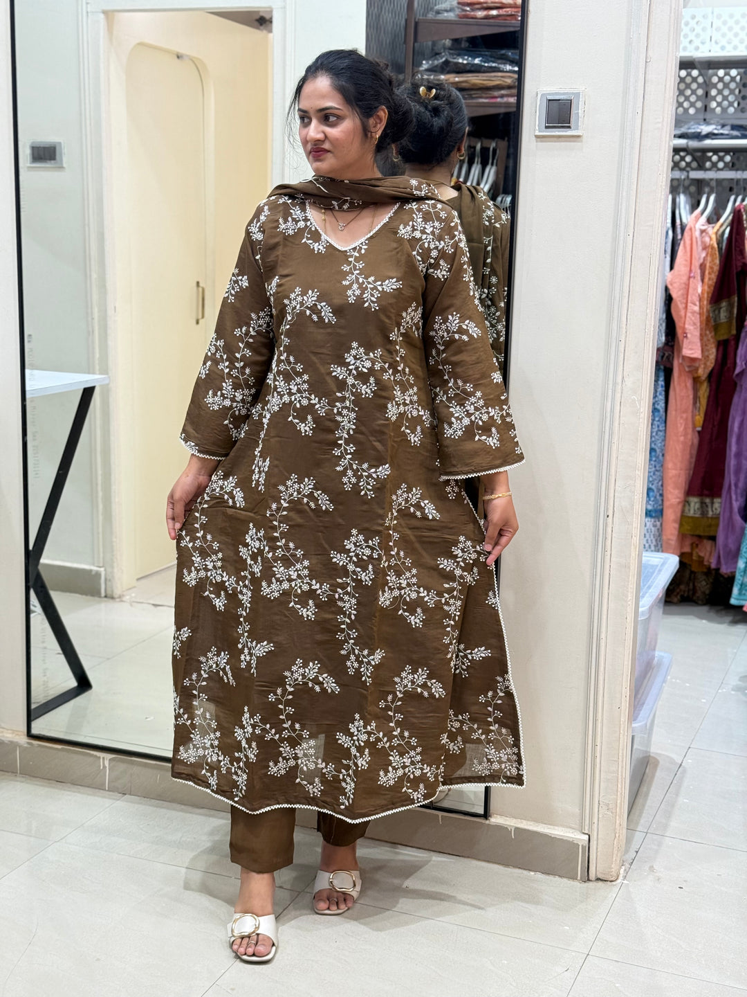 S Mul Chanderi with Embroidery work| R138