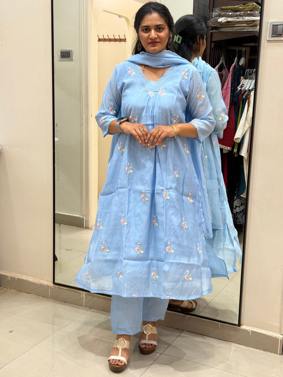 Premium Mul Chanderi with Embroidery work | R179
