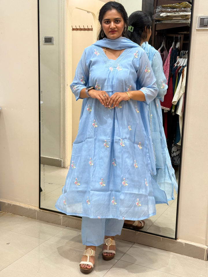 Premium Mul Chanderi with Embroidery work | R179