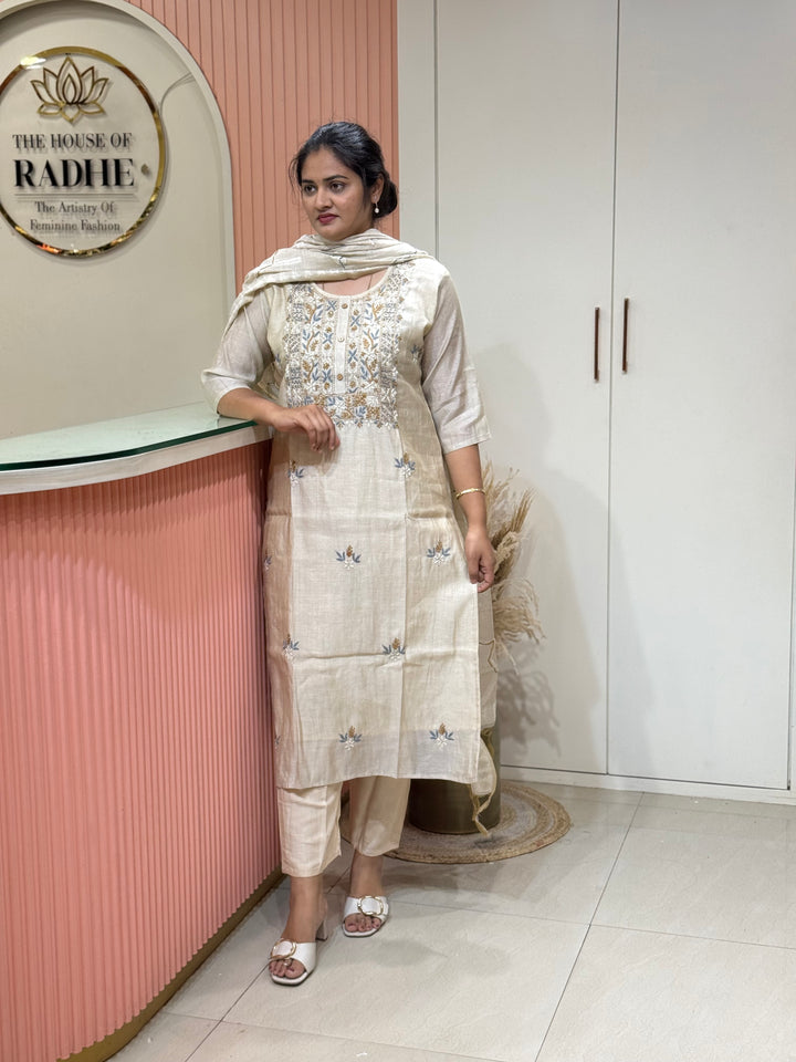 Pure Jamdani Collection with full Length Dupatta and Hand embroidery work (Cotton Lining )| R211