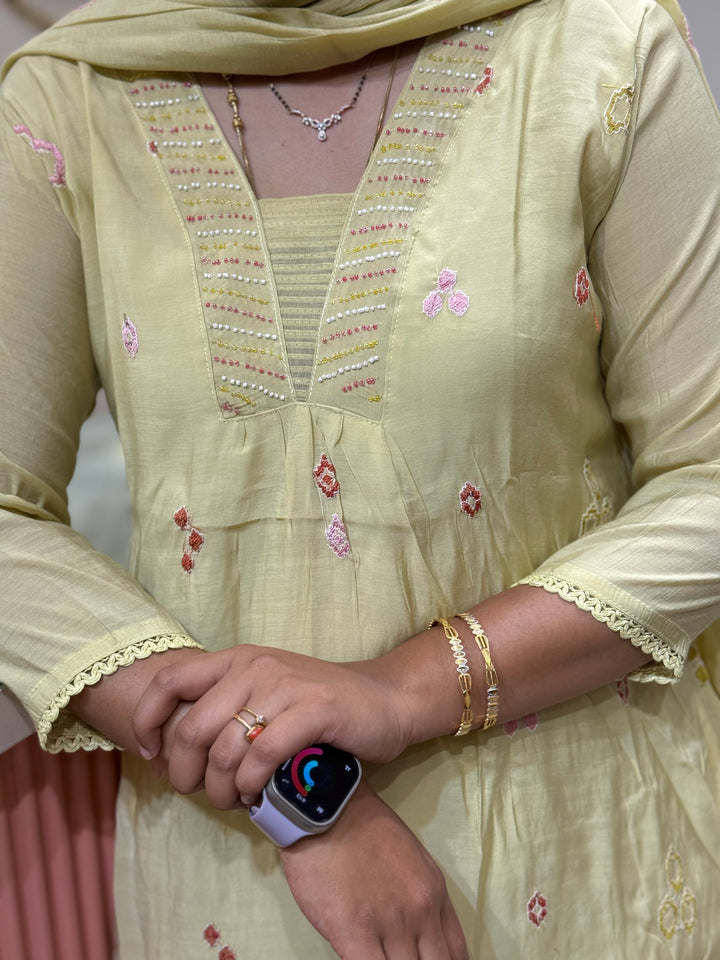 Mul Chanderi Collection with Embroidery work (Cotton Lining)| R204