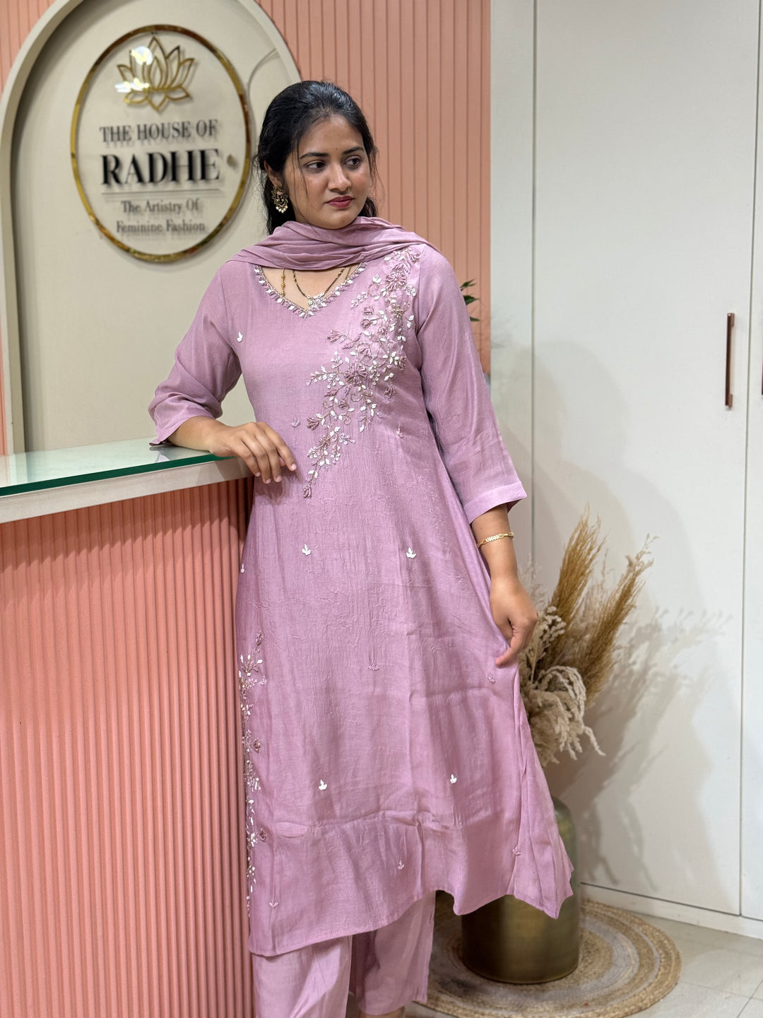Coral Mul Chanderi Semi Party Collection | R214