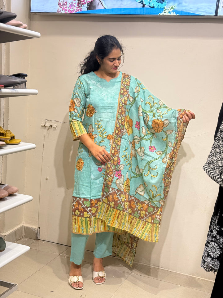 60-60 Cotton Printed 3 Pc Kurta Sets – Premium Soft Collection | R163