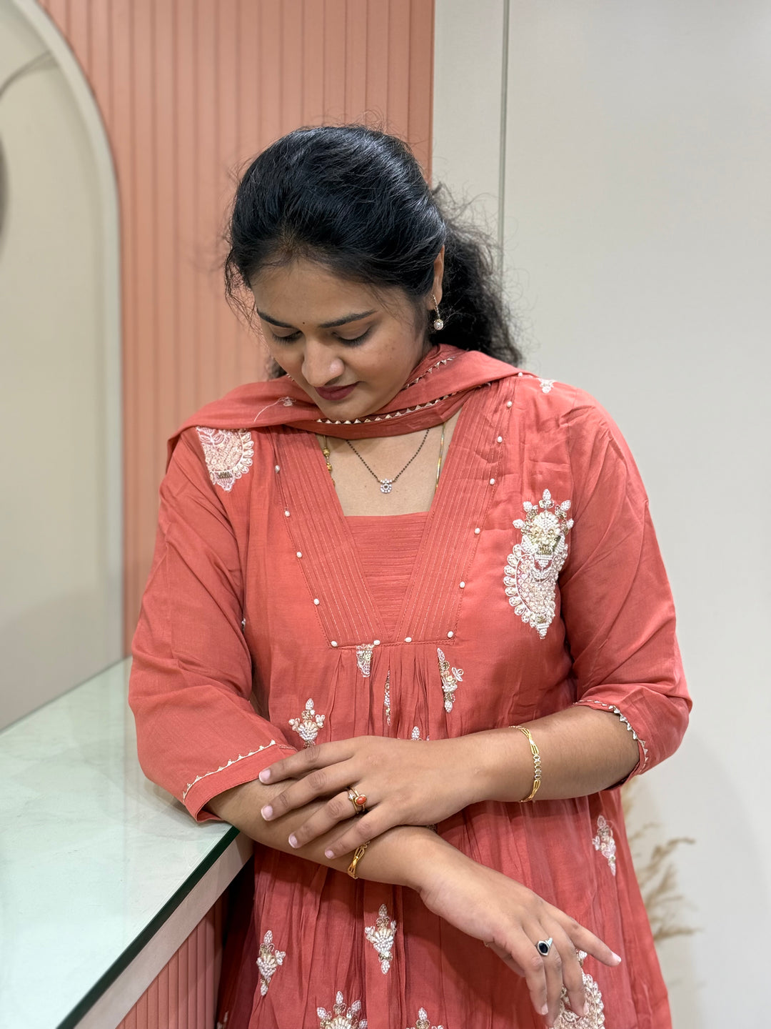 Pure Mul Chanderi handwork collection A Line Pattern | R229