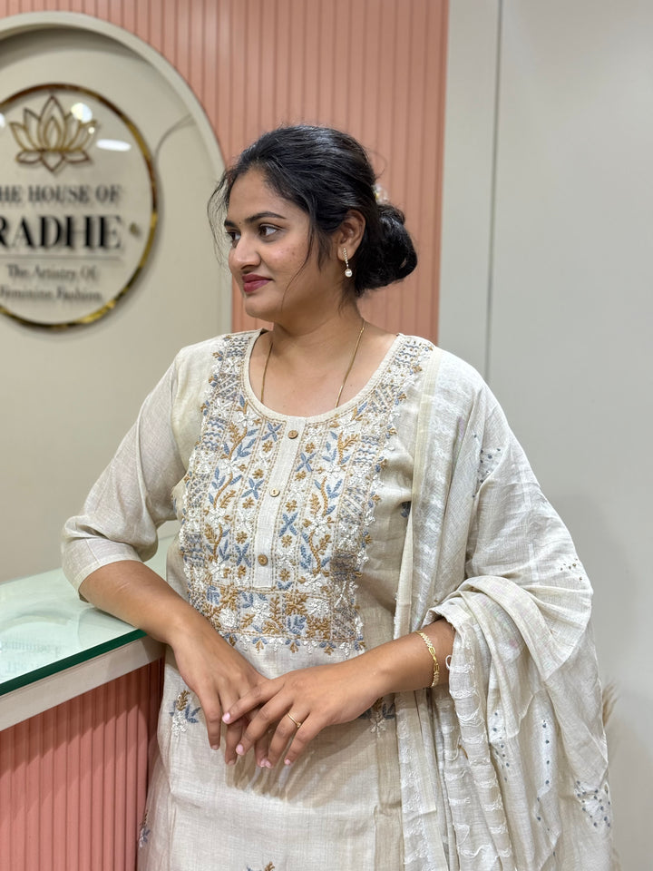 Pure Jamdani Collection with full Length Dupatta and Hand embroidery work (Cotton Lining )| R211