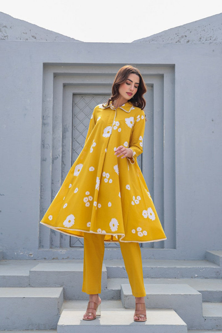 Summer Special - Mustard Floral A-Line Co-Ord ( RADHE16 )