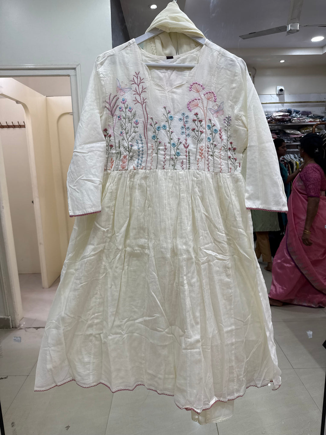 Pure Mul Cotton with Embroidery Work (Cotton Lining)  | R168