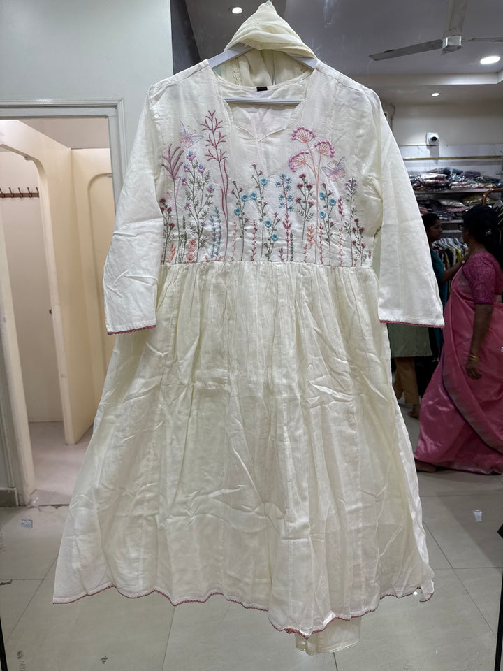 Pure Mul Cotton with Embroidery Work (Cotton Lining)  | R168