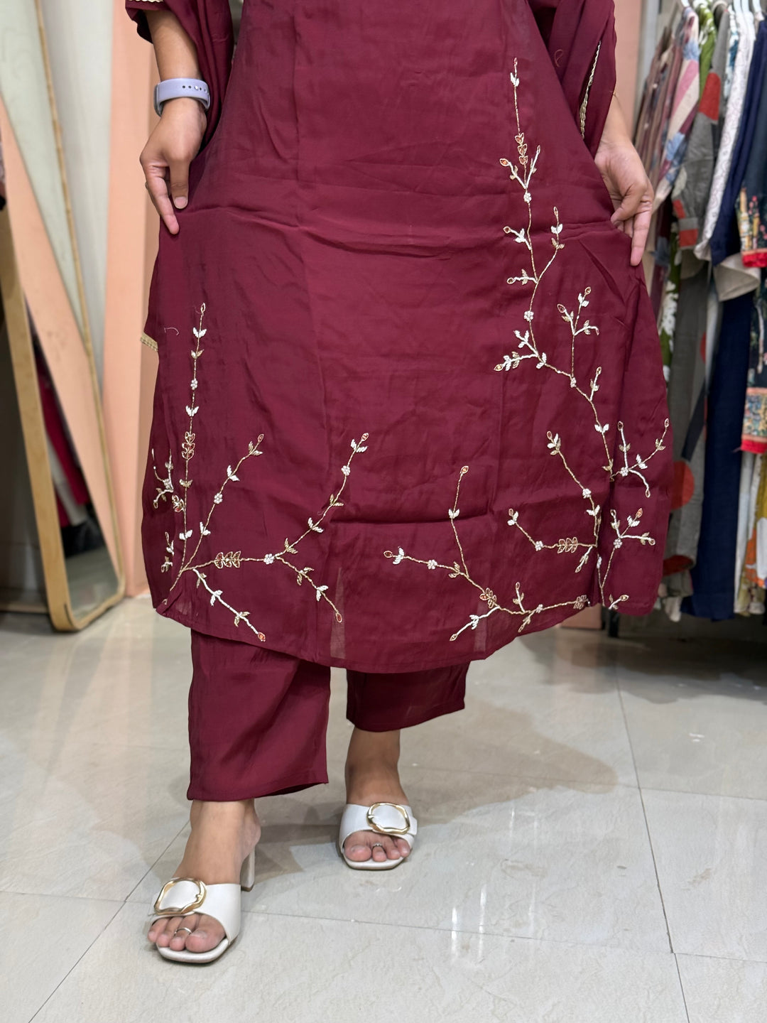 S Mul Chanderi 3 Pc Suit Collection Semi Party Wear| R138